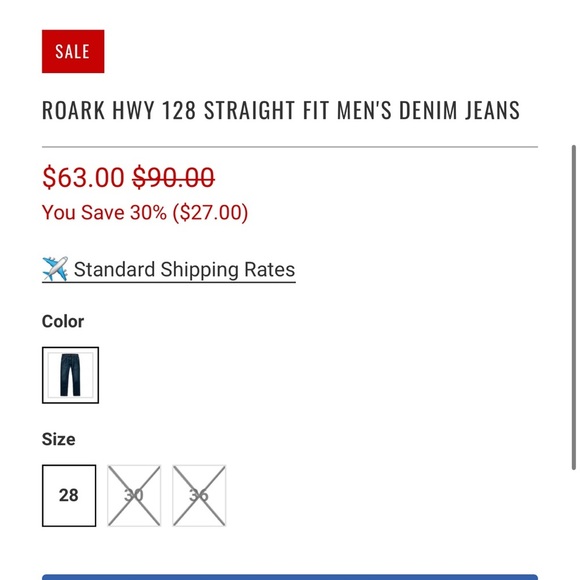 ROARK Men’s HWY 128 Dark Wash Straight Leg Jeans NWOT size 32 - Picture 12 of 13